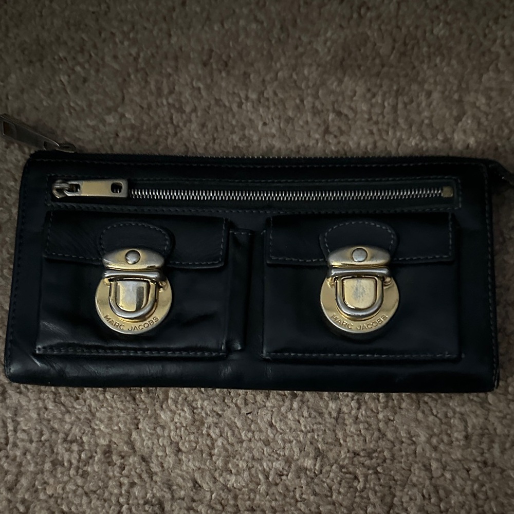 Marc Jacobs Black Wallet with Gold Accents